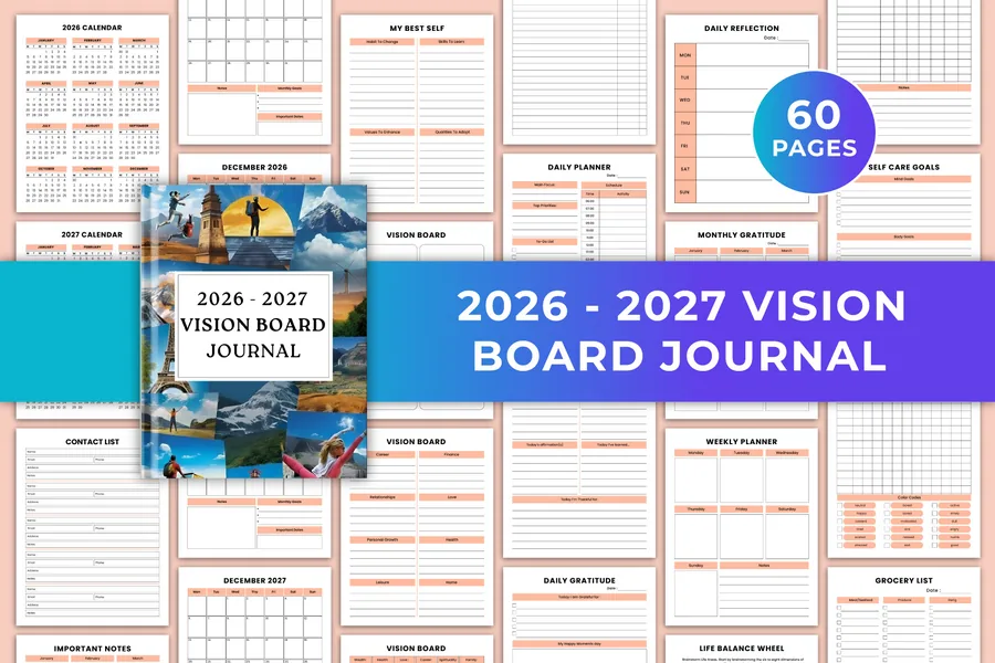 2026 -2027 Vision Board Journal Canva