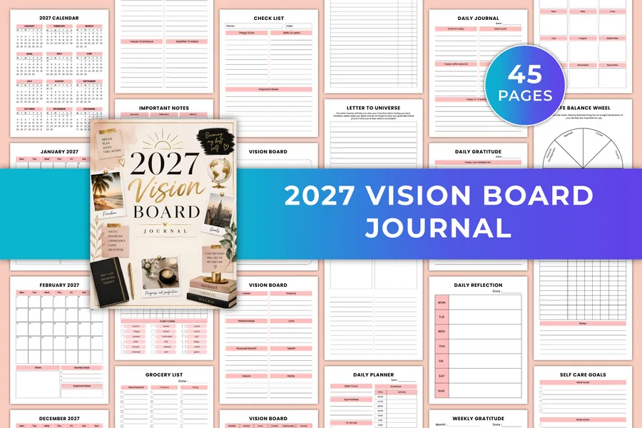 2027 Vision Board Journal KDP Graphic