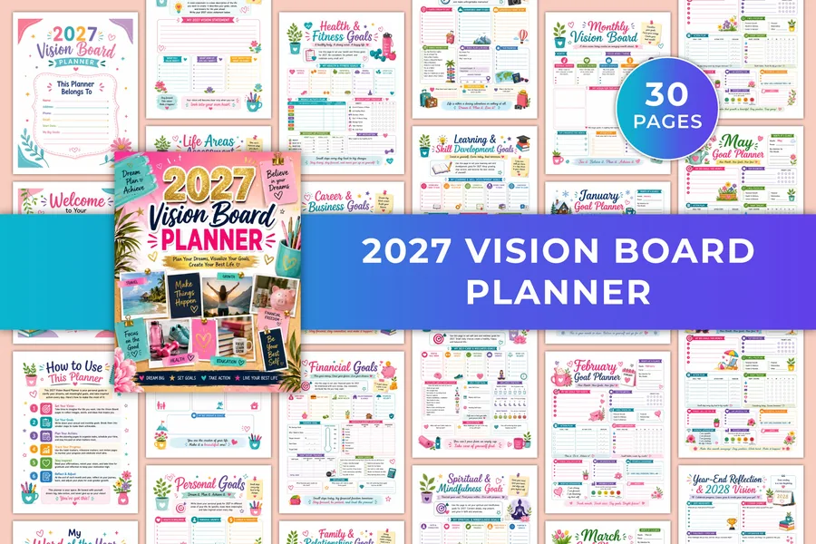 2027 Vision Board Planner KDP Template