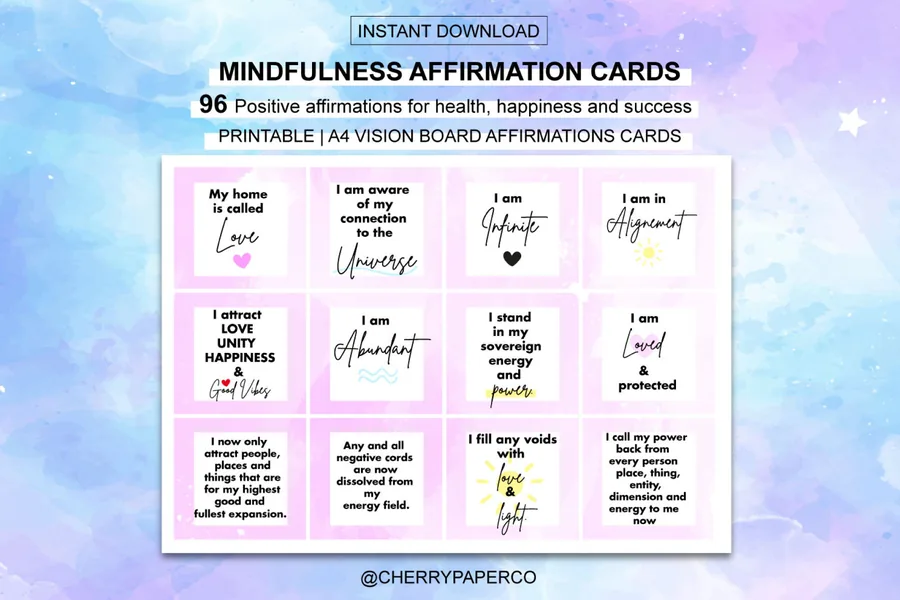 96 Vision Board Affirmation Cards