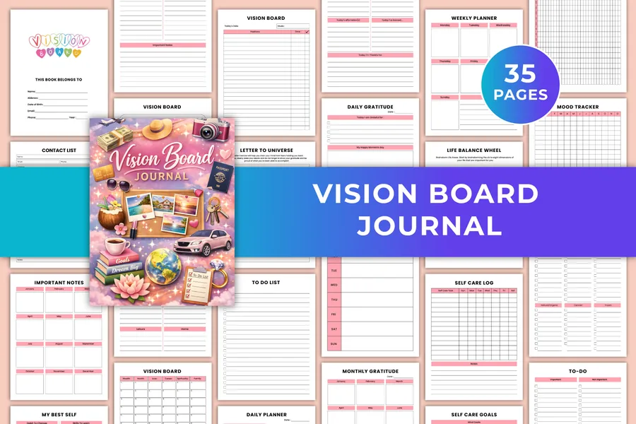 Vision Board Journal Canva KDP Graphic