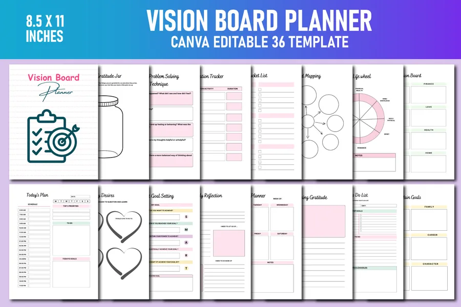 Vision Board Planner Canva KDP