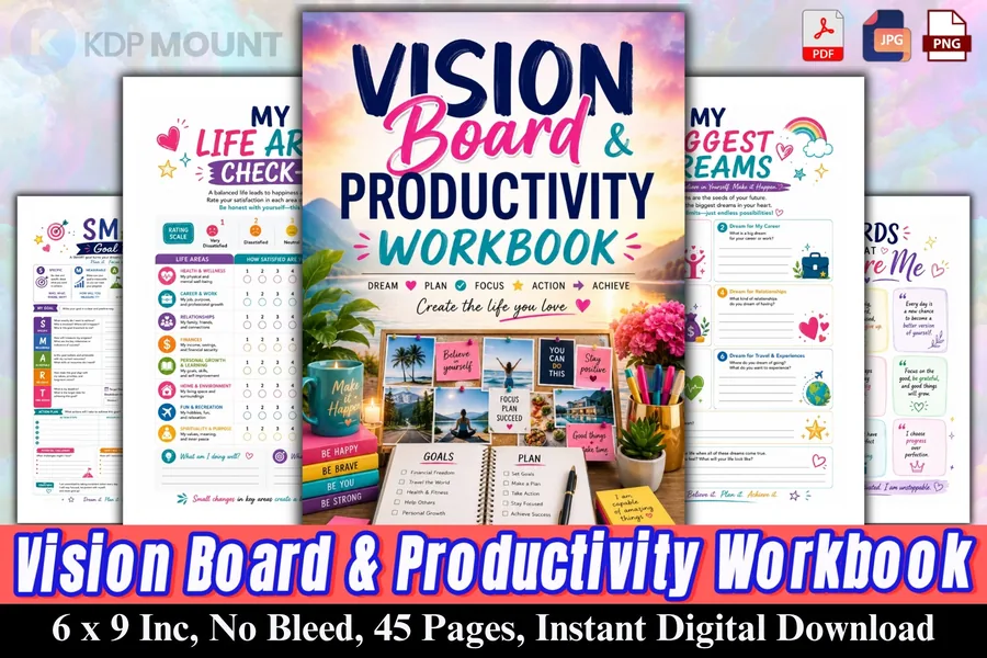 Vision Board & Productivity Workbook